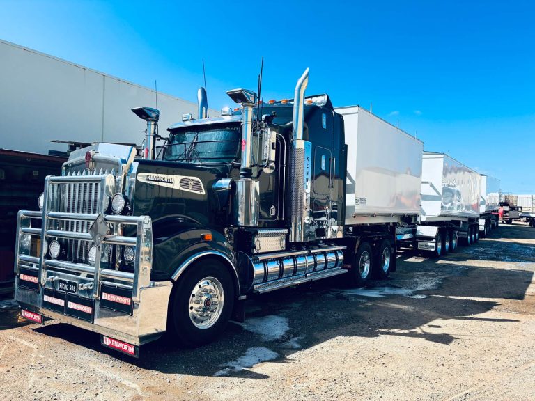 Fresh clean kenworth truck shining after wash