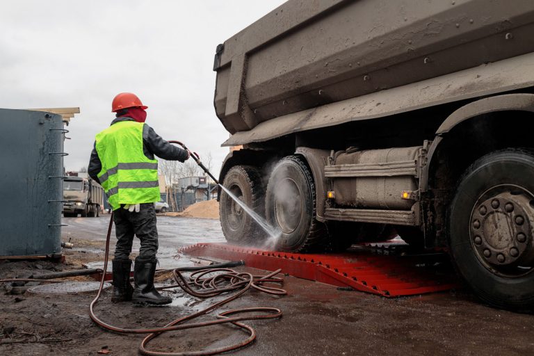 truck wheel wash construction site apartment building shopping mall